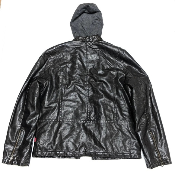 Levi's Men's Faux Leather Trucker Hooded Size Medium M - Picture 3 of 8